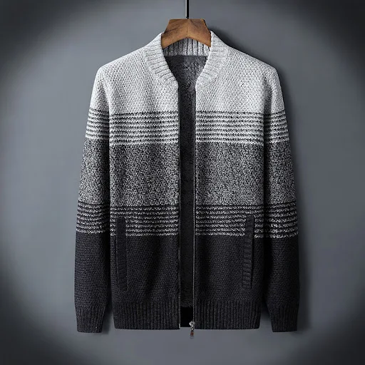 Title 1, Mens Sweater Jacket With Contrast Stripes for ...