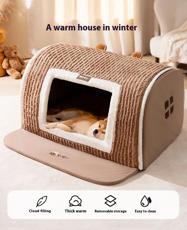 Title 4, Autumn and Winter Small Dog Bed with Three-dime...