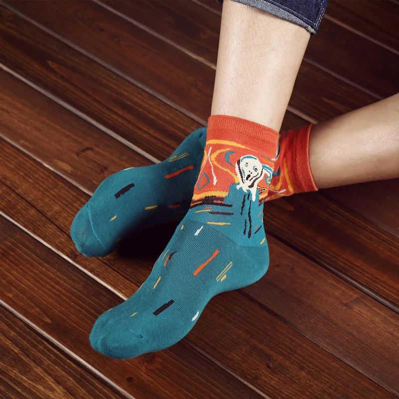 Title 6, Retro Series Mens Medium Tube Literary Socks