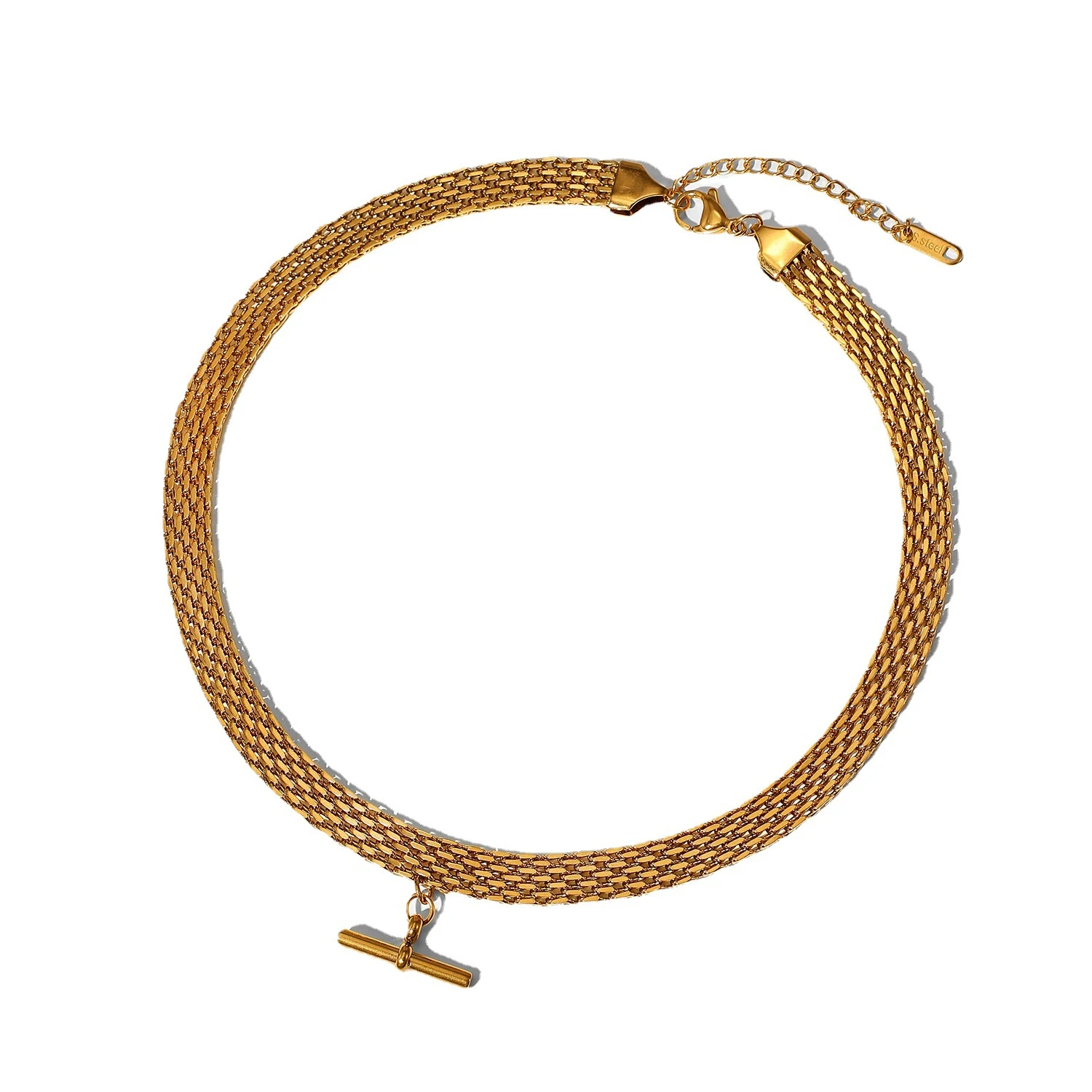 Colar Punk Hip Hop em aço inoxidável banhado a ouro 18K, perfeito para um visual ousado e autêntico. Para homens e mulheres que adoram estilo. — foto 2
