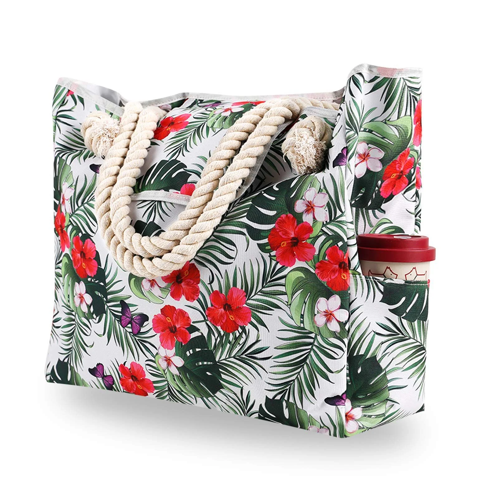 Bolsa de Praia Feminina Crossbody de Lona Grande Capacidade Estampada Fashion Ideal para Praia e Uso Diário — foto 6