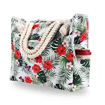 Bolsa de Praia Feminina Crossbody de Lona Grande Capacidade Estampada Fashion Ideal para Praia e Uso Diário — foto 6