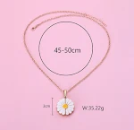 Colar de inscrição em branco de aço inoxidável Daisy, pingente de girassol dourado, gota de óleo, crisântemo. Joia elegante. — foto 8
