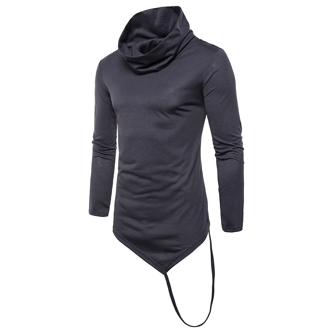 Men's Solid Color Turtleneck Irregular Long Sleeve T-Shirt. Stylish and comfortable, perfect for layering and a modern, — photo 9