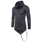 Men's Solid Color Turtleneck Irregular Long Sleeve T-Shirt. Stylish and comfortable, perfect for layering and a modern, — photo 9