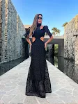 Black Cut-out Midriff Outfit Lace-up Tassel Women's Dress — photo 6