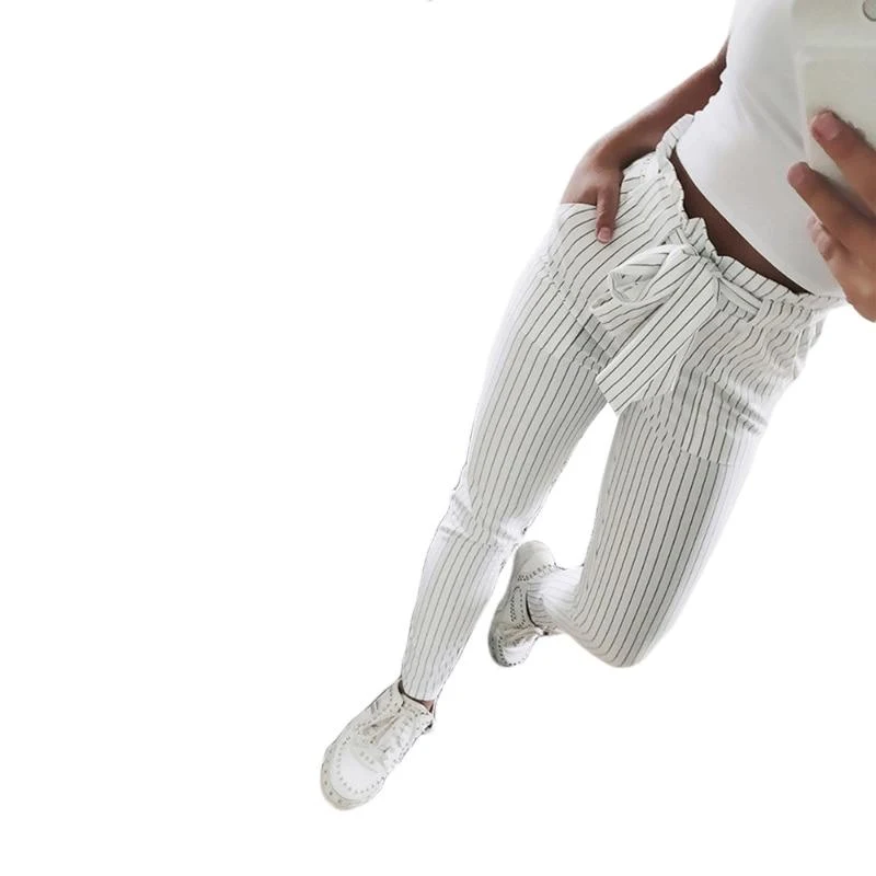 Striped high waist trousers for women, stylish and comfortable. Flattering fit and versatile design, perfect for creatin — photo 3