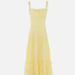 Pleated Front Buckle Design Extra Long Dress — photo 1