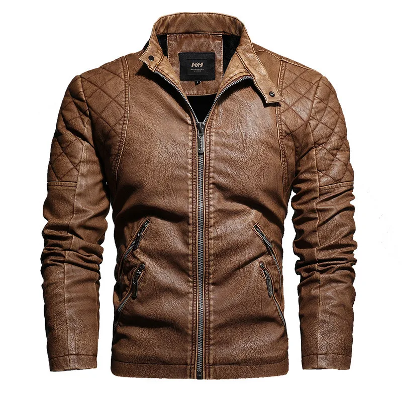 Fashion Slim Locomotive PU Leather Jacket Plus Velvet. Stay warm and stylish this winter with this comfortable and trend — photo 5