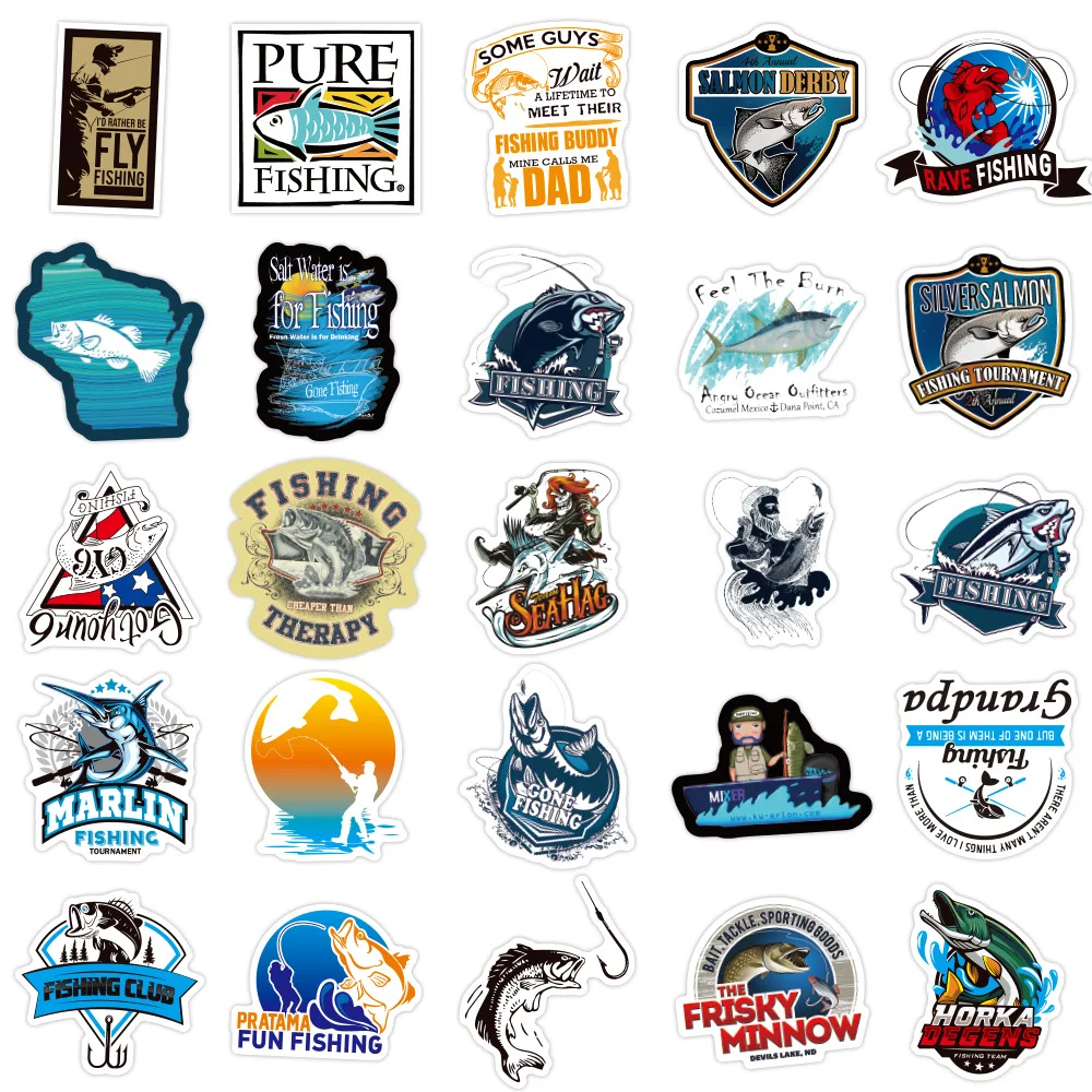50 Fishing Enthusiasts Fishing Road Fishing Box Decorative Personality Stickers Wholesale Pack — photo 2