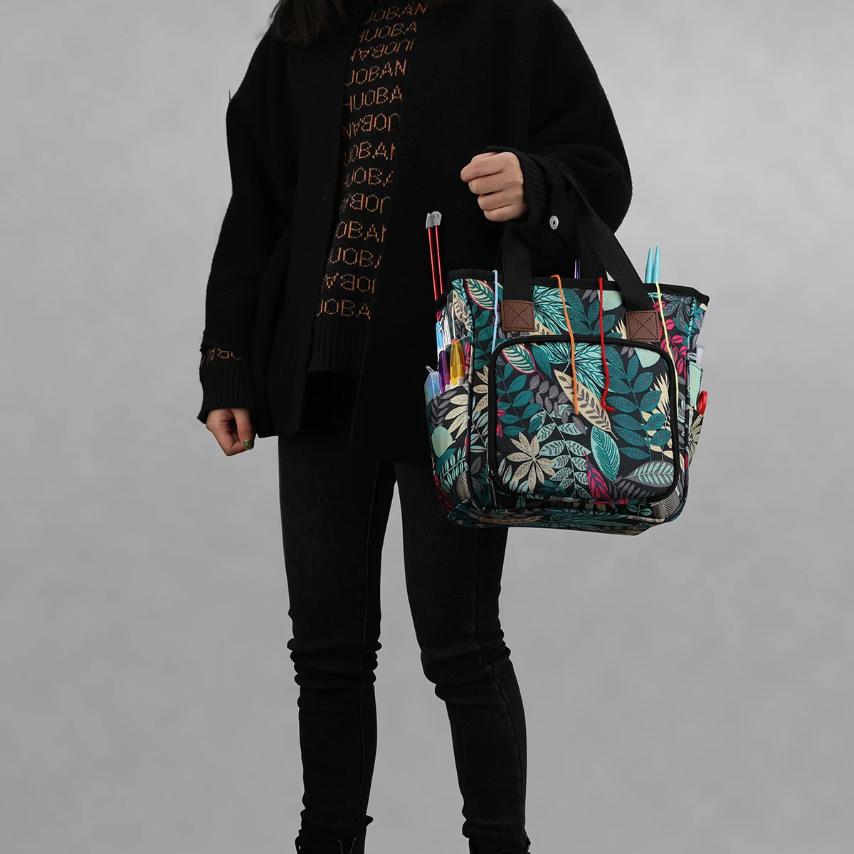 Bolsa de carrinho de lã multifuncional com impressão simples para moda doméstica, ideal para passeios, leve e estilosa. — foto 6