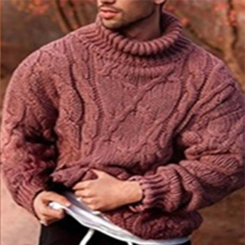 Jaqueta de malha com gola alta outono inverno, suéter quente e elegante, ideal para o clima frio, perfeita para diversas ocasiões. — foto 14