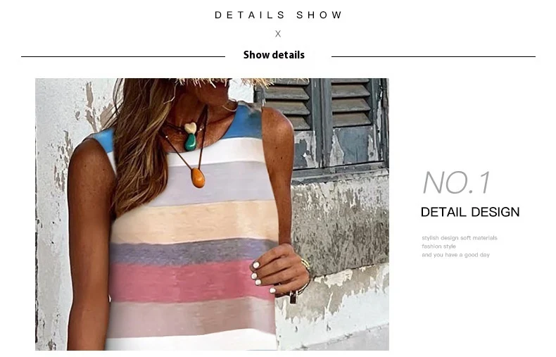 Colorful Stripes High-waisted Skirt Dress Women — photo 6