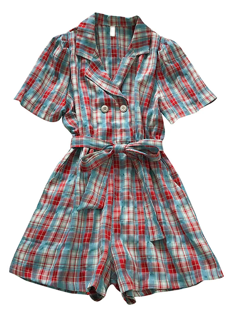 Title 3, Suit Plaid Puff Sleeve Retro Hong Kong Style Te...