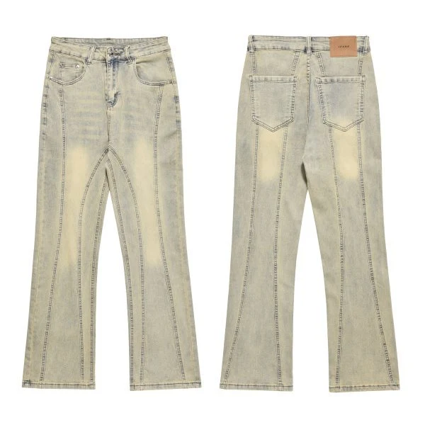 RO Style heren patchwork cargo jeans met wijde pijpen, casual look, comfortabele pasvorm, duurzaam materiaal, perfect voor een trendy en relaxte stijl. — foto 4