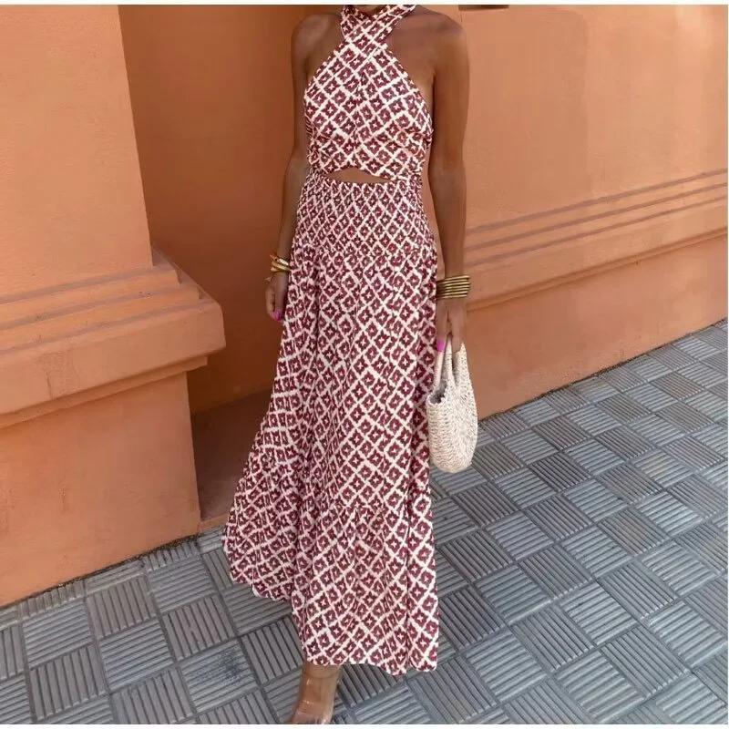 Title 17, Vestido longo com amarração halter, top pequeno...