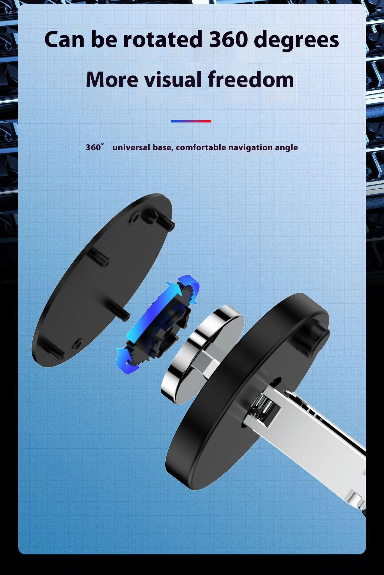 Title 4, Rotating Car Mount 360 Degrees 15W Magnetic Zin...