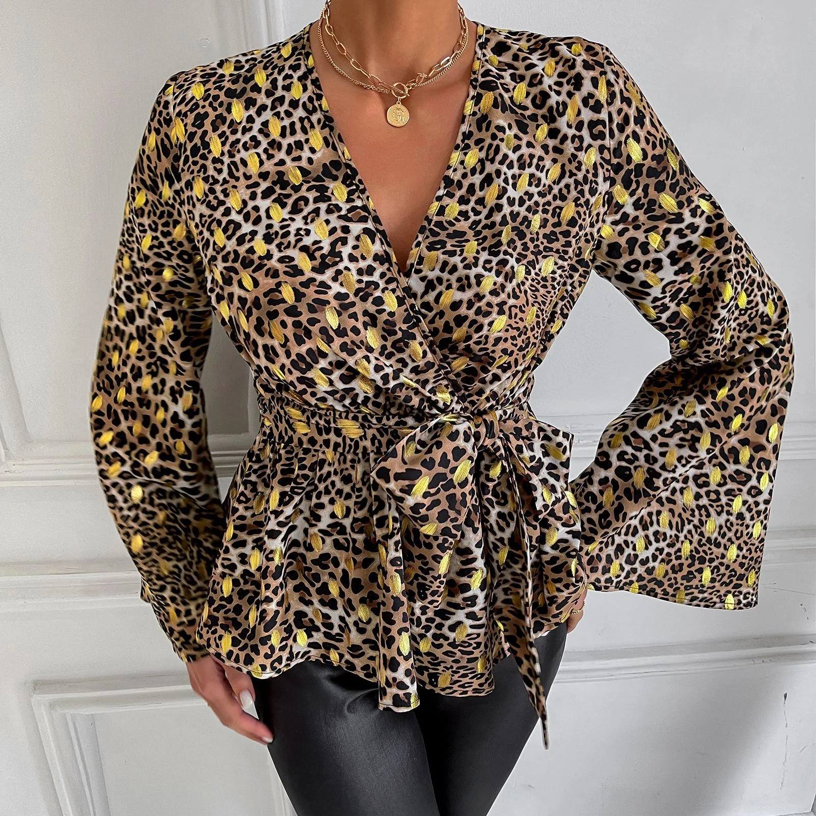Title 6, New Slim Top Womens Pullover Print Chiffon V-N...