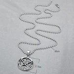 Colar de casal estrela lua, aço titânio, anel pentagrama cool e contas. Presente perfeito e estiloso para casais apaixonados. — foto 6