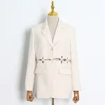 Woven Stitching Blazer-Hose Anzug mit einem Knopf, cropped. Stilvolles Outfit für Damen. Perfekt für einen modernen, eleganten Look. — foto 5