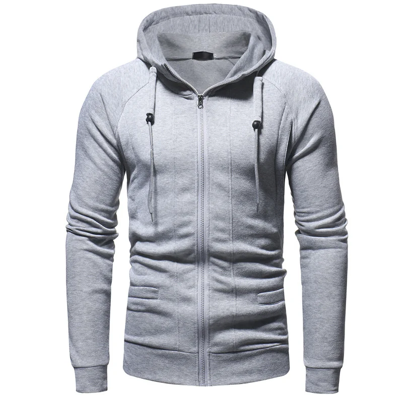 Felpa con cappuccio e zip da uomo, vestibilità slim casual. Perfetta per un look informale e alla moda, comoda e versatile per ogni occasione. — foto 4