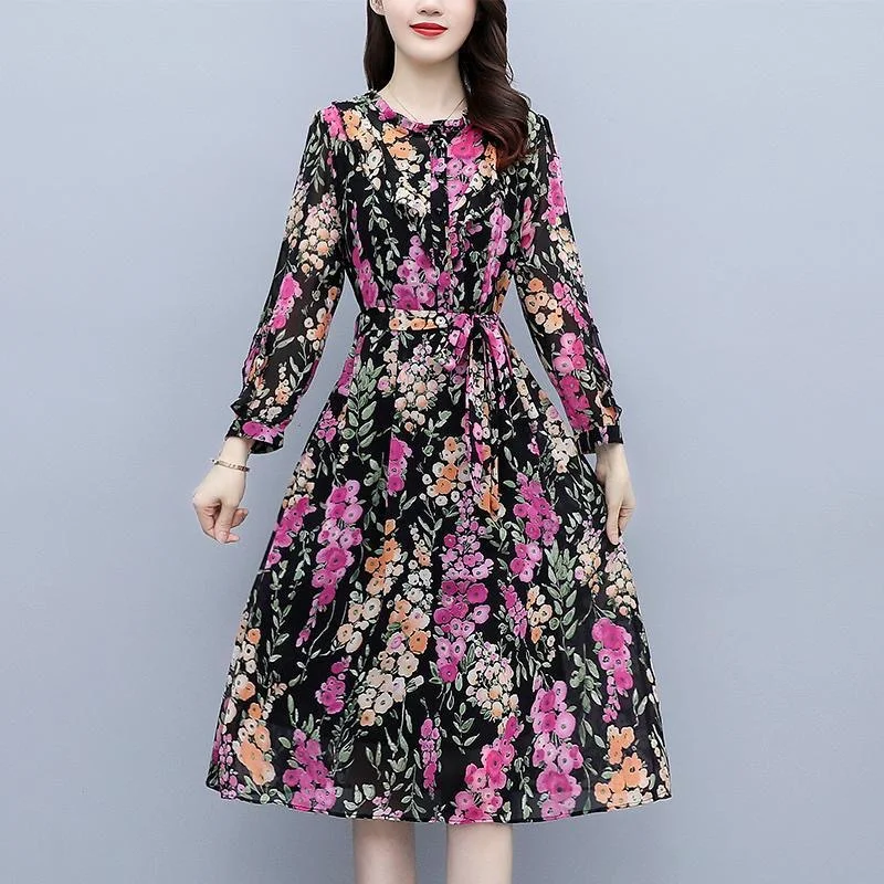Title 8, Womens Spring and Autumn Chiffon Long Sleeve D...