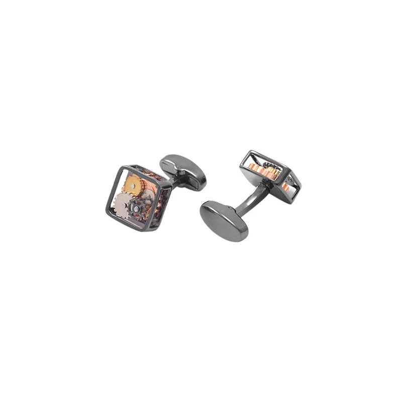 Abotoaduras de engrenagem mecânica masculina, joias para punho e pregos. Acessório elegante e funcional. Detalhes precisos e design sofisticado, perfeito para o homem moderno. — foto 3
