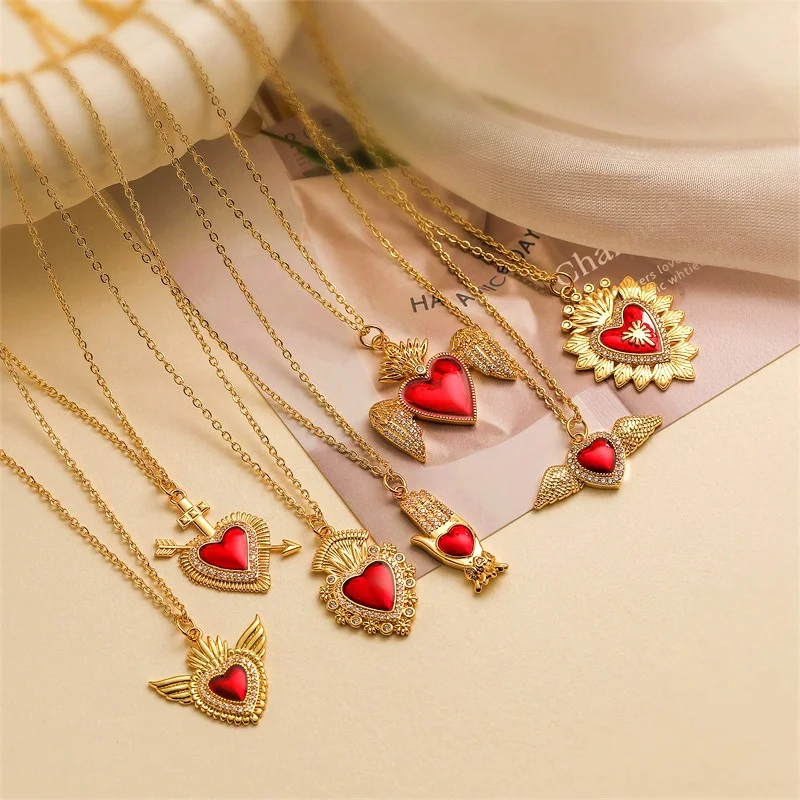 Colar Niche com Pingente de Coração Asas de Óleo e Zircônia Banhado a Ouro Cobre, Alta Sensibilidade, Joia Feminina Elegante. — foto 8