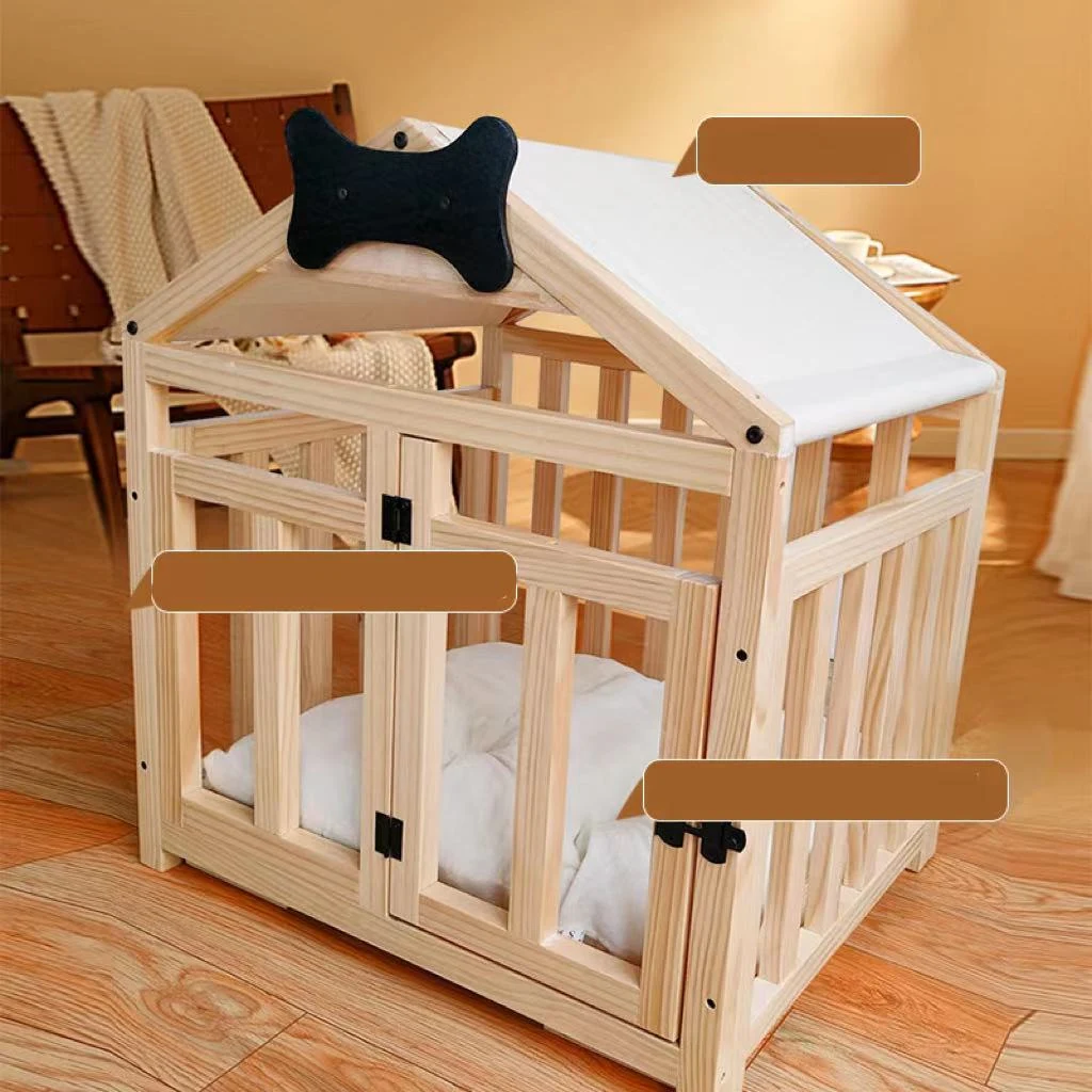 Indoor Solid Wood Doghouse with Removable and Washable Bedding, providing a comfortable and easily cleaned space for you — photo 10