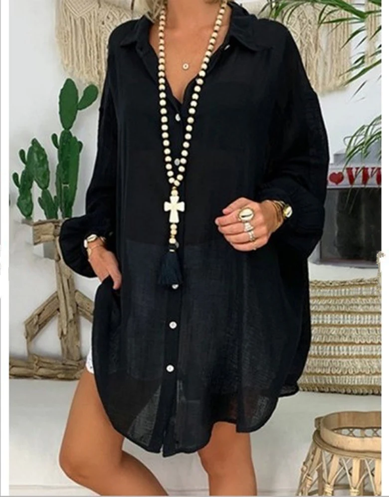 Camicia casual a maniche lunghe tinta unita da uomo. Comoda e versatile, perfetta per un look informale. Ideale per ogni occasione. — foto 2