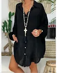 Camicia casual a maniche lunghe tinta unita da uomo. Comoda e versatile, perfetta per un look informale. Ideale per ogni occasione. — foto 2