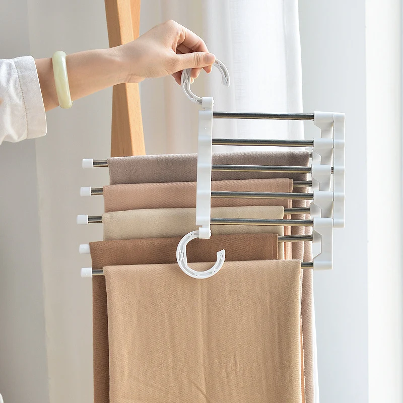 Title 2, Telescopic Folding Multifunctional Pants Rack P...