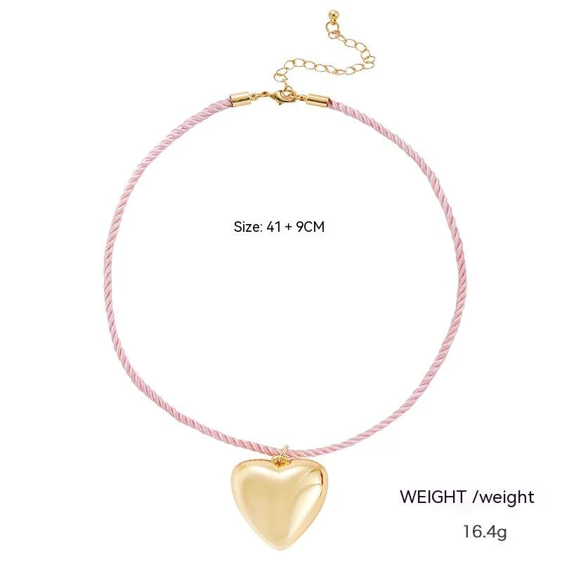 Colar feminino com corda de amor tridimensional brilhante, perfeito para adicionar um toque romântico e elegante ao seu visual. — foto 3