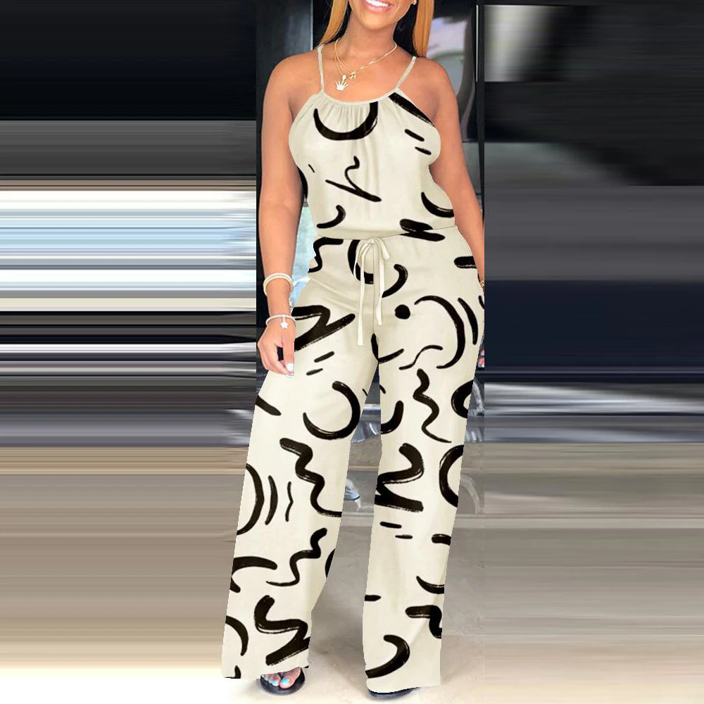 Macacão feminino casual com estampa camisola, perfeito para o dia a dia. Conforto e estilo em uma peça só, ideal para um visual moderno e descontraído. — foto 2