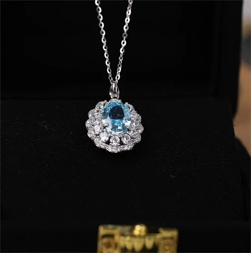 Title 7, Corrente de Clavícula Ice Flower Blue Elegante ...