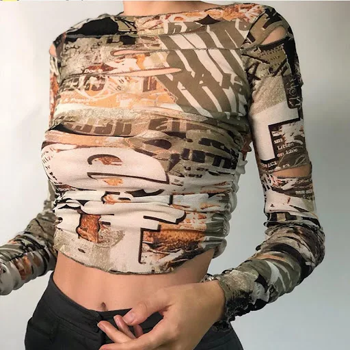 Title 3, Womens Round Neck Long Sleeve Fashion Printed ...