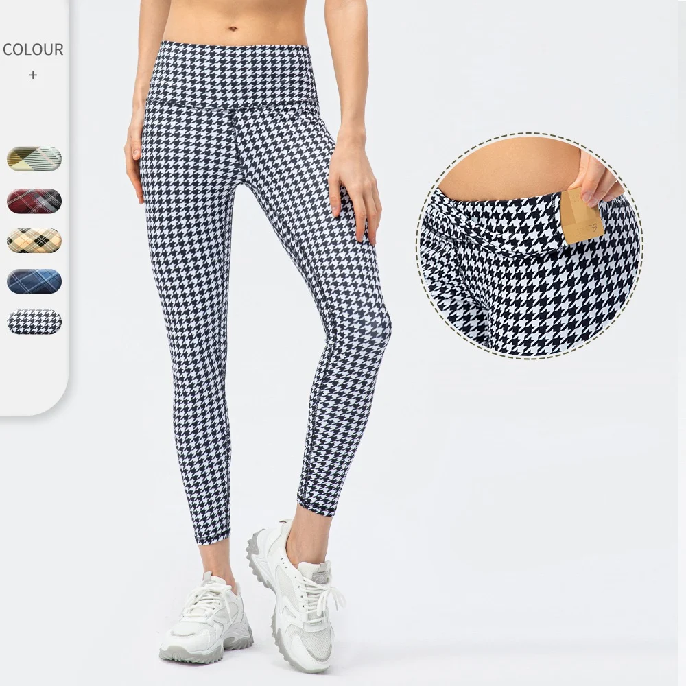 Title 3, Womens Houndstooth Yoga Trousers Nude Feel Hig...