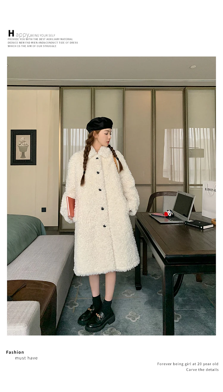Title 12, Mid-length Winter Circle One-piece Lamb Wool Co...