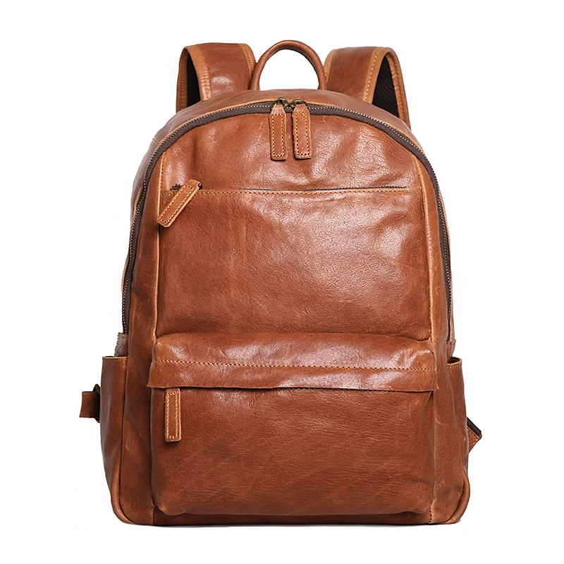 Mochila de couro para notebook 14 polegadas masculina, ideal para viagens ao ar livre. Durável, espaçosa e elegante. Perfeita para o uso diário e aventuras. — foto 6