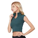 Women's Solid Deep V-neck Crop Top, Push Up, Fitness, Arm Workout Vest. Perfect for gym workouts and active lifestyles. — photo 5