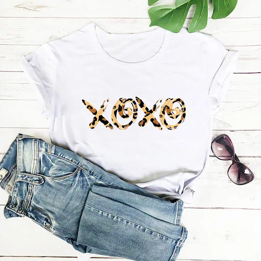 Title 5, Valentijnsdag T-shirt met luipaardprint, ronde ...