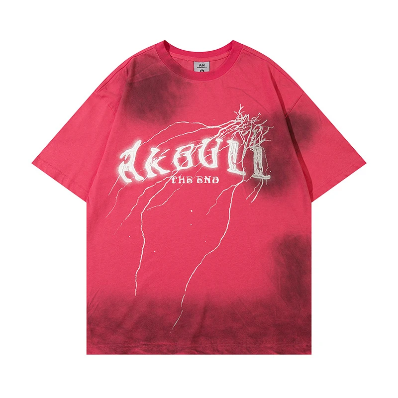 Men's short sleeve spray painted tie-dye shirt, old & dirty, perfect for a vintage, casual look. Comfortable and stylish — photo 18
