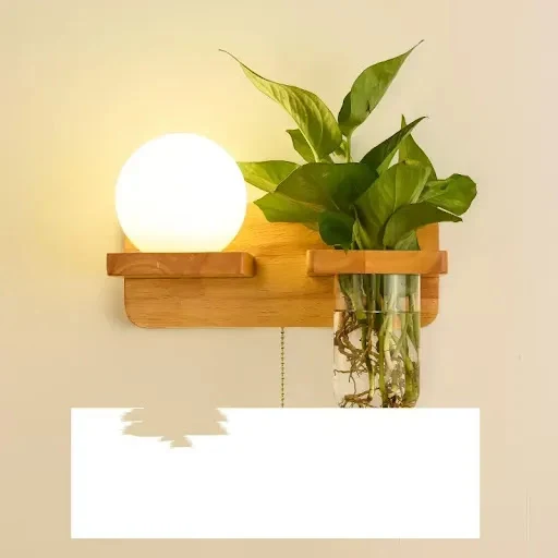 Title 9, Green Plant Solid Wood Wall Lamp for Corridor &...