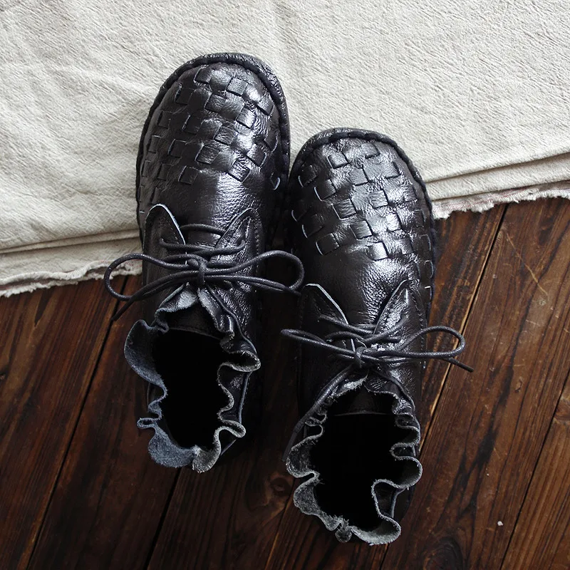 Retro Artystyczne Damskie Buty ze Skóry Naturalnej – stylowe i wygodne obuwie dla kobiet, idealne na co dzień oraz wyjątkowe okazje. — zdjęcie 1