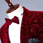 Groom's Suit Wine Red Dark Flower Man. Elevate your wedding day with this stylish and sophisticated suit, designed for a — photo 6