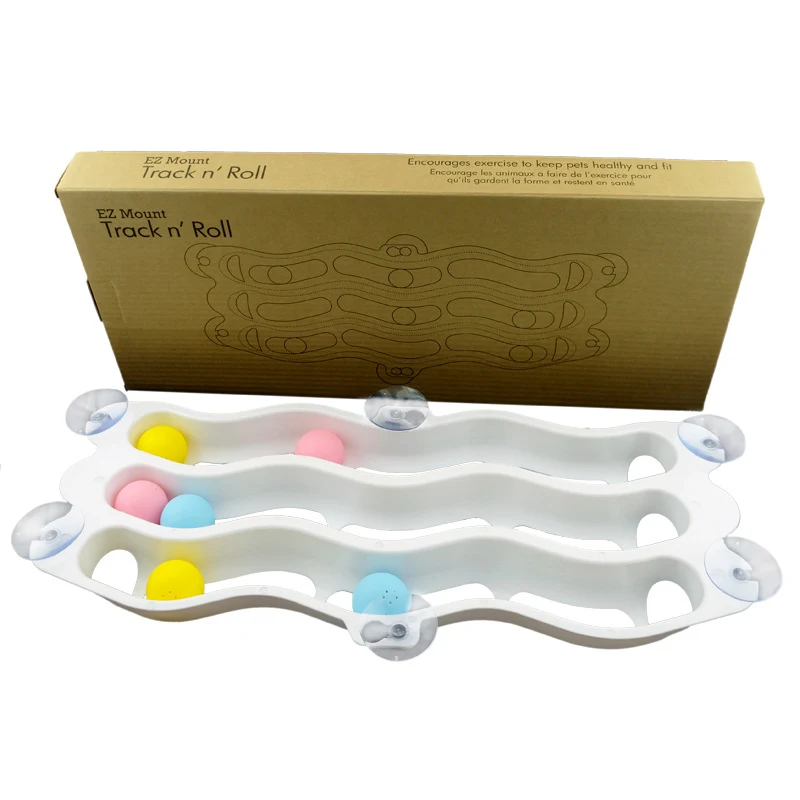 Title 3, Cat suction cup window sill track toy provides ...