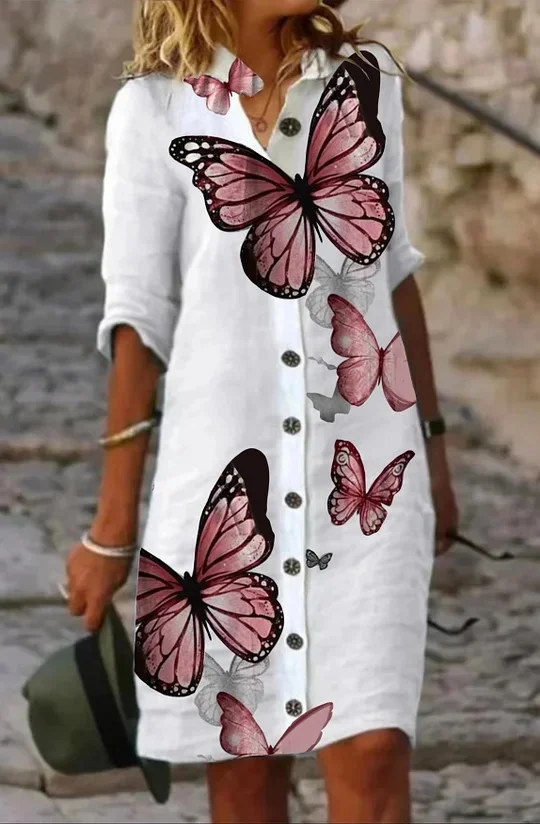 Title 11, Womens Pattern Cotton And Linen Dress