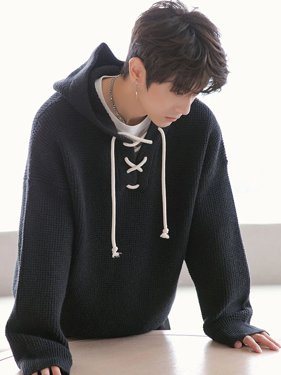 Waffle Knit Hooded Fashion Loose Sweater, designed for comfort and style. Perfect for casual wear, offering a relaxed an — photo 4