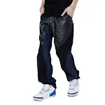 Leather Matching PU Jeans High Street Straight Tube Stacked Casual Pants for a Comfortable Everyday Look — photo 2