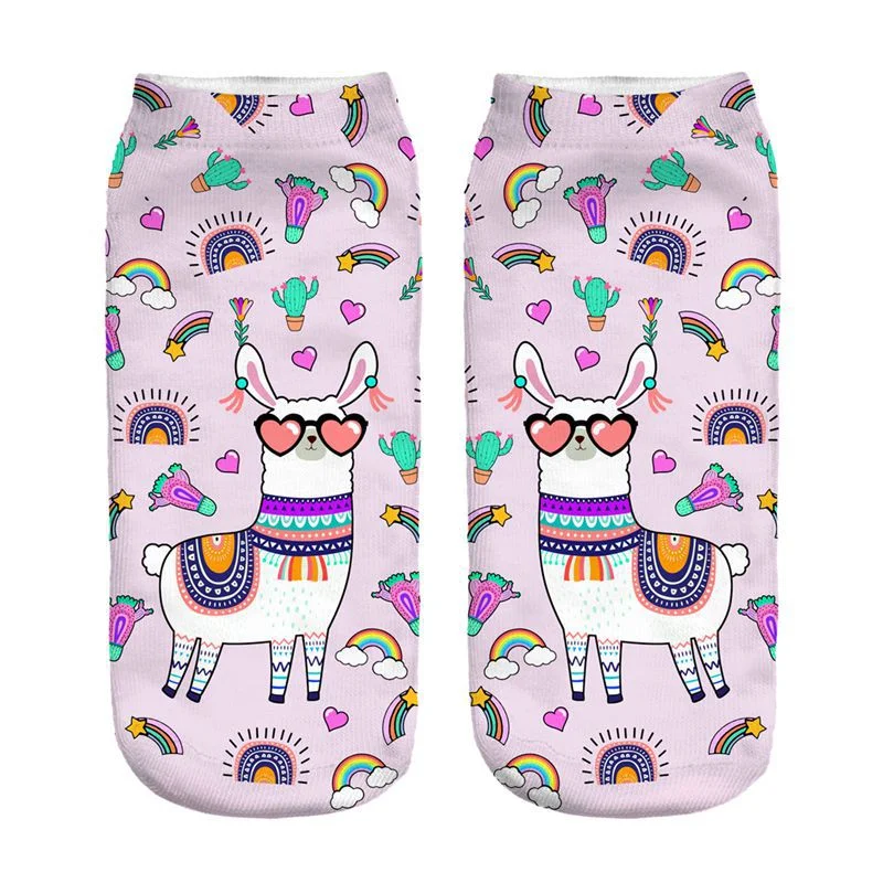 Title 12, 3D Digital Printed Alpaca Womens Pump Socks